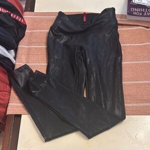 Black Faux Leather Leggings spanx